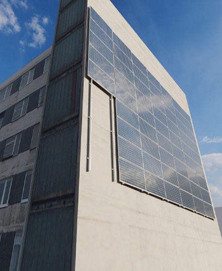 placas solares en la fachada de un edificio